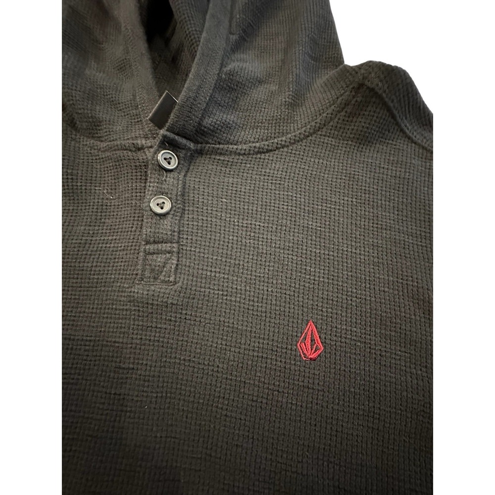 Volcom Sweater Large Youth Gray Thermal‎ Pullover Stretch Hoodie Logo Boys L EUC
